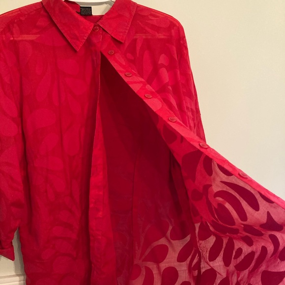 CB PLUS red sheer collared blouse - Picture 3 of 8